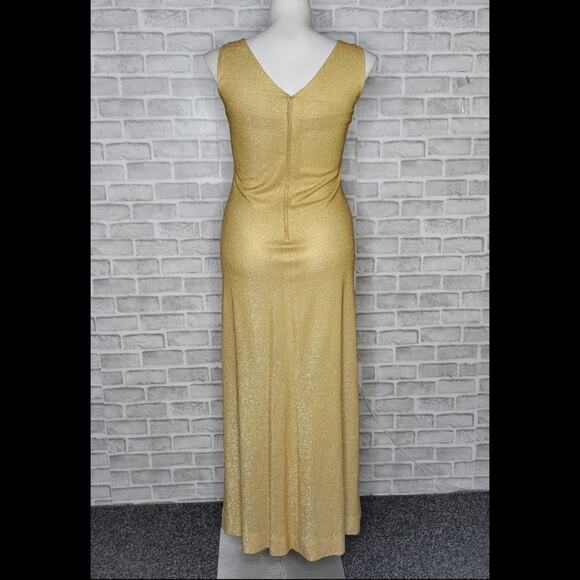 VTG 70s Gold Lurex 2 Piece Maxi Dress & Jacket Set - Picture 6 of 11